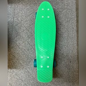 22” Green Skateboard with Blue Wheel